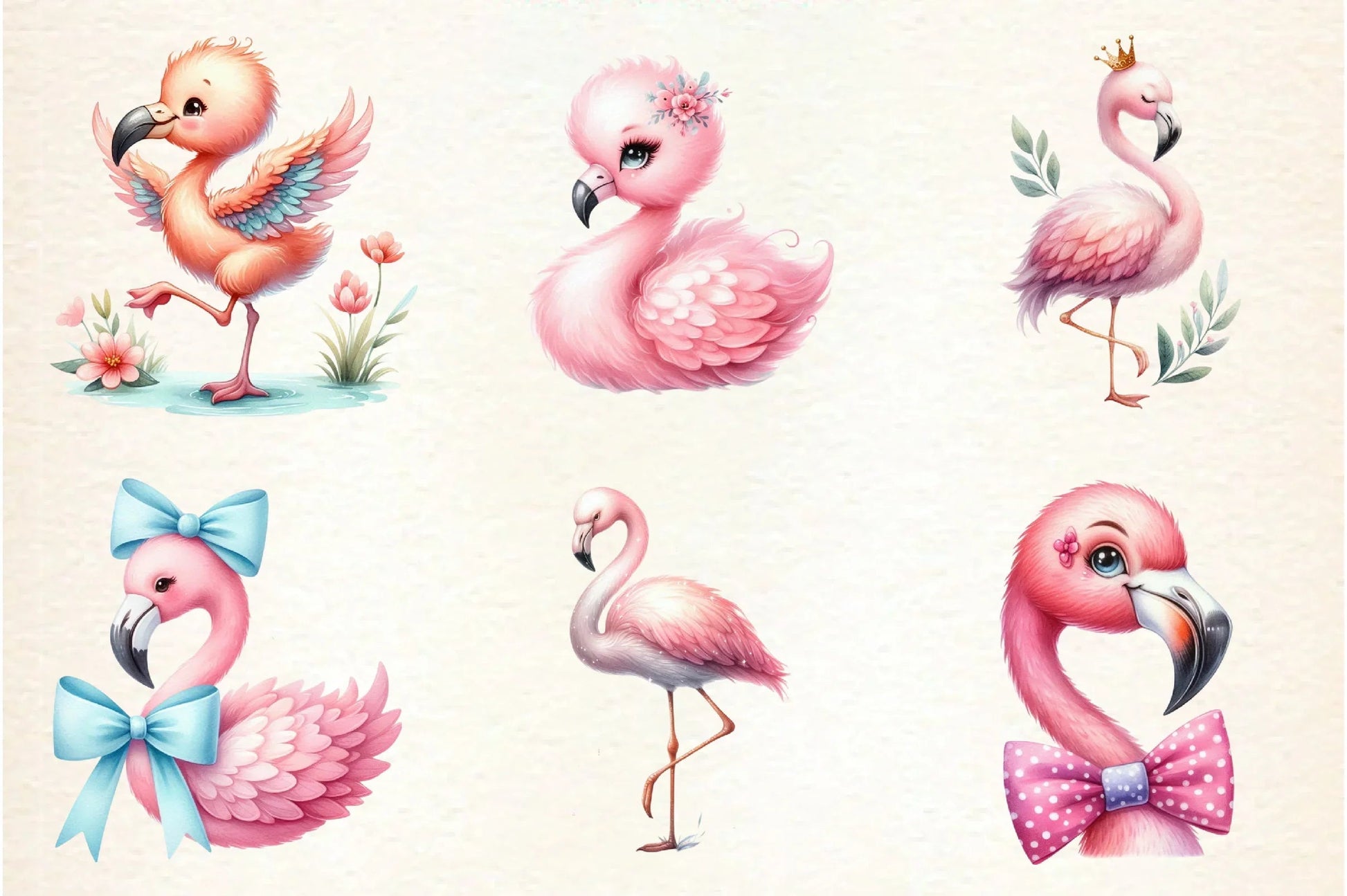 Cute Flamingo Tropical Bird Clipart Bundle - CraftNest - Digital Crafting and Art