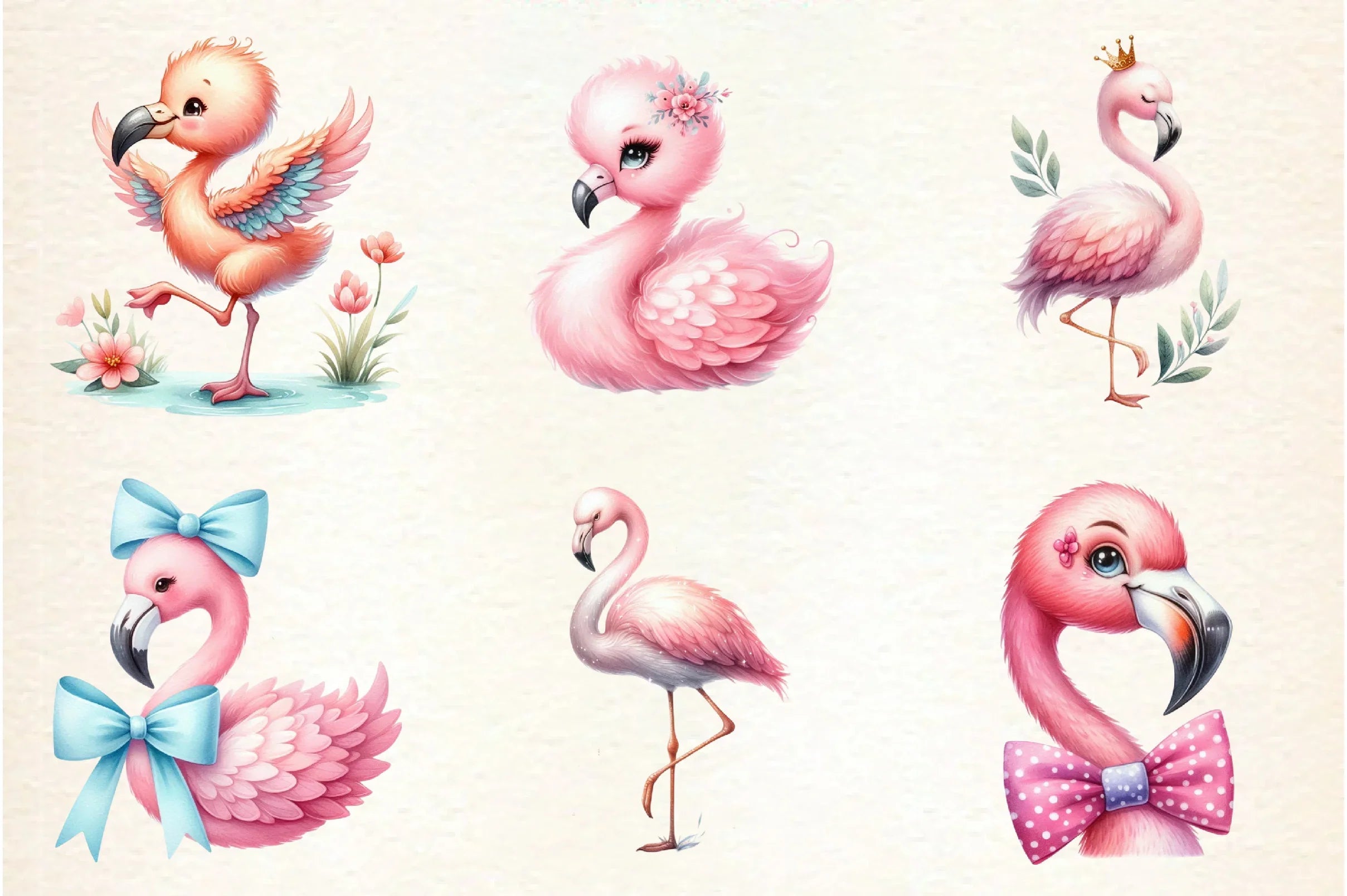 Cute Flamingo Tropical Bird Clipart Bundle - CraftNest - Digital Crafting and Art