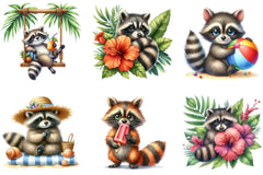 Summer Raccoon Clipart Bundle - CraftNest - Digital Crafting and Art