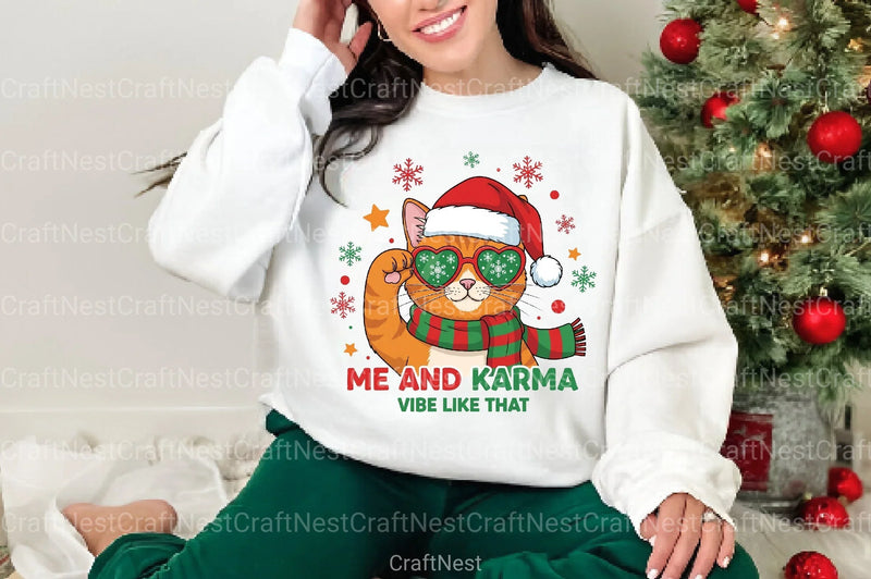 Christmas Cat Karma Quote Clipart Bundle 1 - CraftNest - Digital Crafting and Art