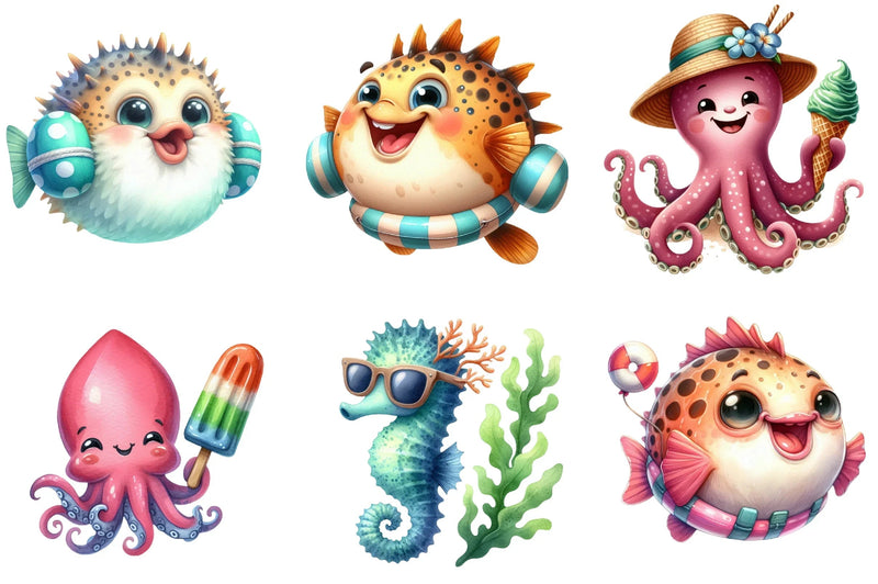 Summer Sea Animals Clipart Bundle - CraftNest - Digital Crafting and Art