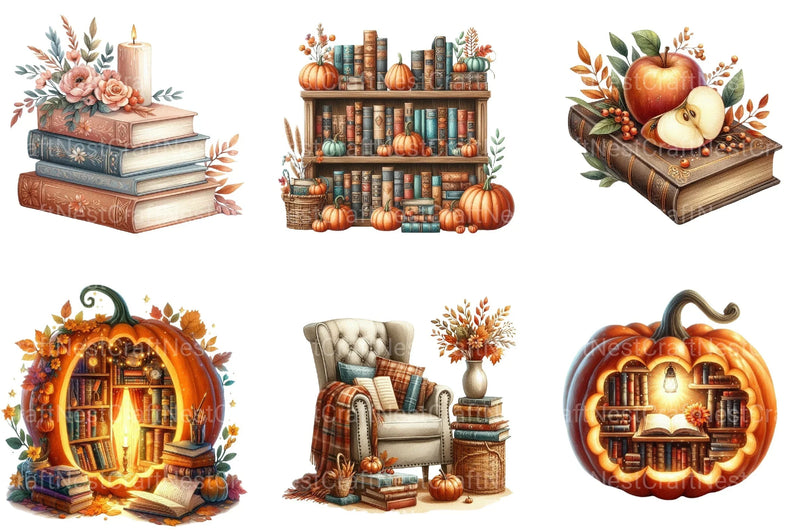 Autumn Books Clipart Bundle 5 - CraftNest - Digital Crafting and Art