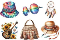 Hippie Summer Clipart Bundle - CraftNest - Digital Crafting and Art