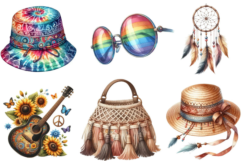Hippie Summer Clipart Bundle - CraftNest - Digital Crafting and Art