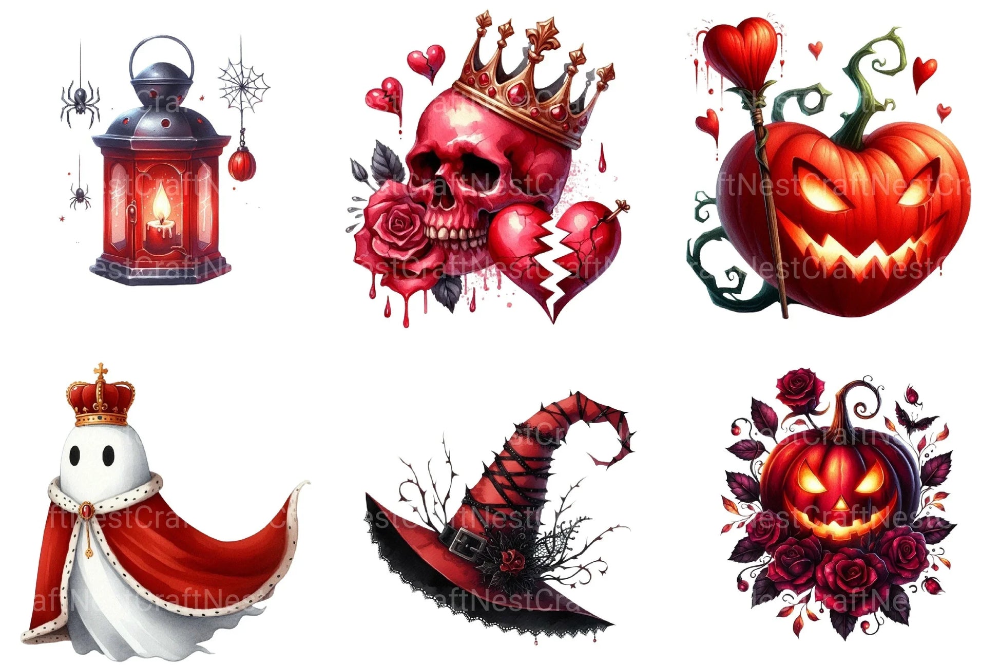 Red Halloween Clipart Bundle 2 - CraftNest - Digital Crafting and Art