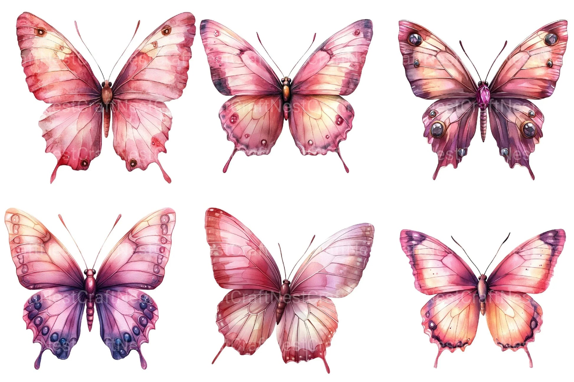 Pink Butterfly Clipart Bundle 4 - CraftNest - Digital Crafting and Art