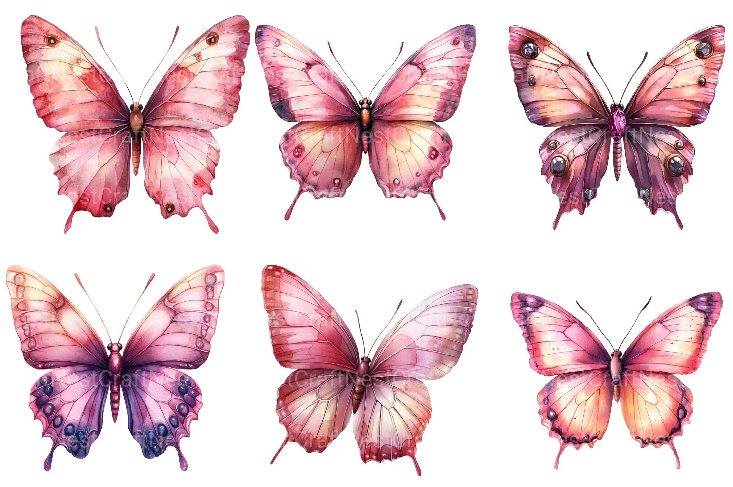 Pink Butterfly Clipart Bundle 4 - CraftNest - Digital Crafting and Art
