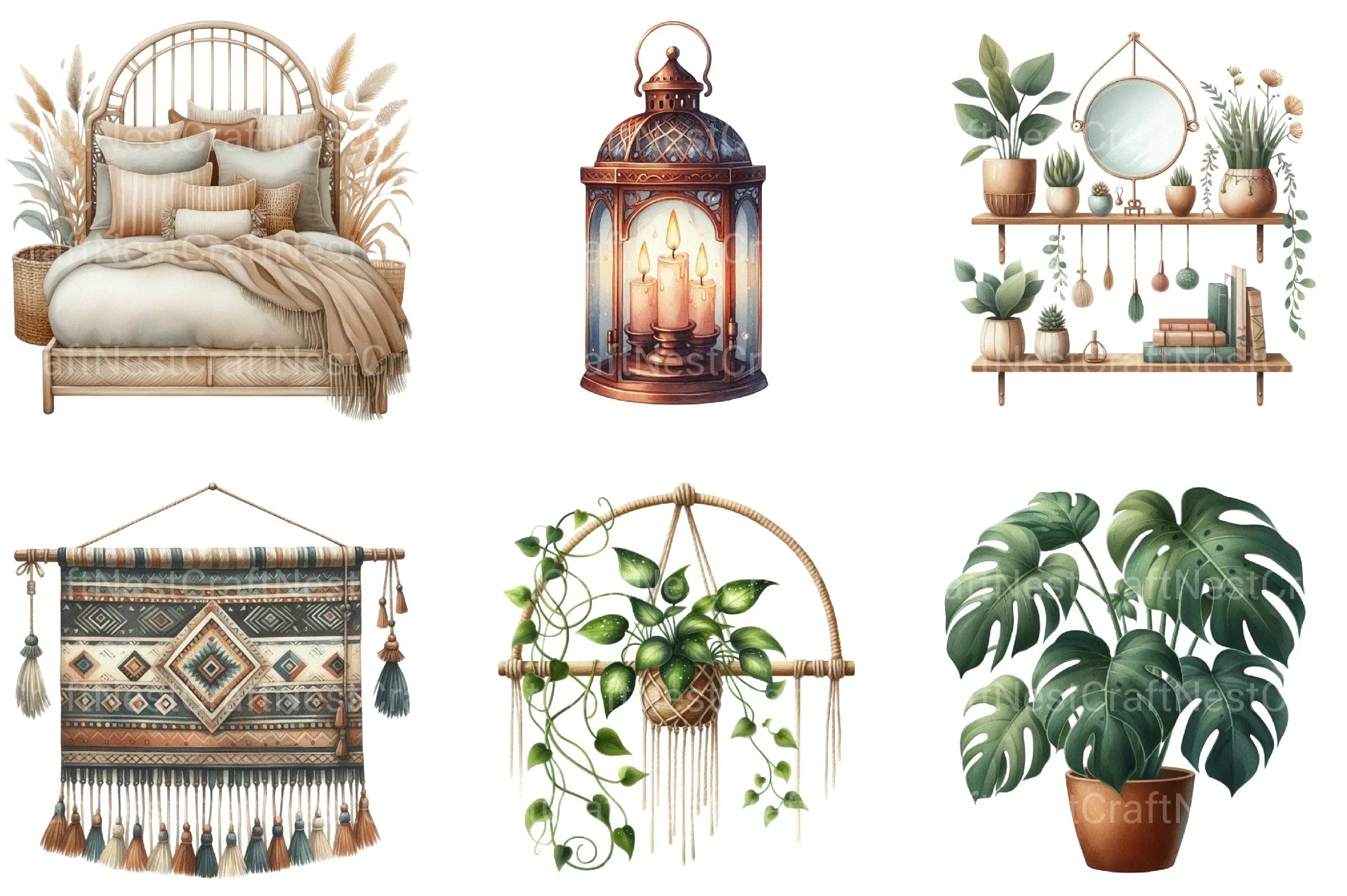 Boho Interior Clipart Bundle 8 - CraftNest - Digital Crafting and Art