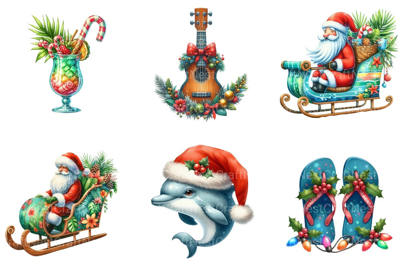 Tropical Aloha Christmas Clipart Bundle 4 - CraftNest - Digital Crafting and Art