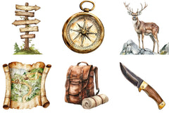 Vintage Mountain Adventure Clipart Bundle - CraftNest - Digital Crafting and Art