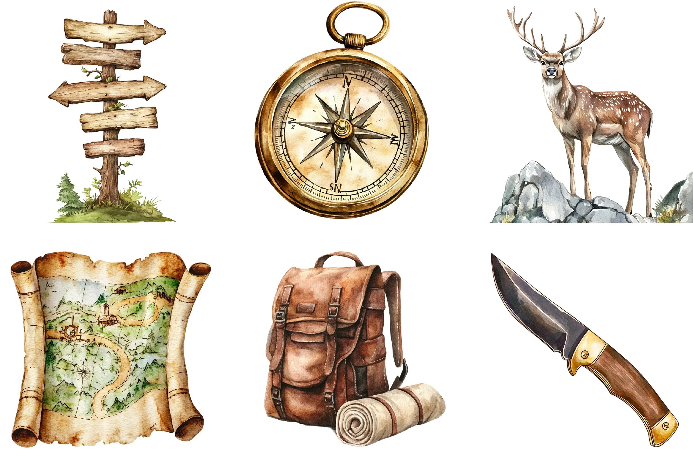 Vintage Mountain Adventure Clipart Bundle - CraftNest - Digital Crafting and Art