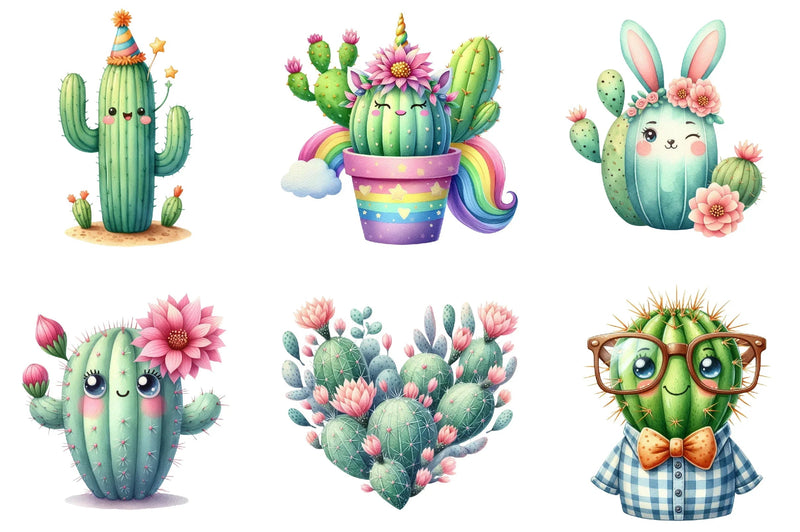 Cute Cactus Clipart Bundle - CraftNest - Digital Crafting and Art