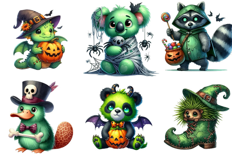 Halloween Green Monster Clipart Bundle - CraftNest - Digital Crafting and Art