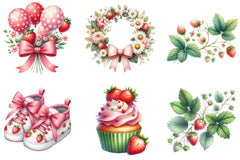 First Birthday Strawberry Clipart Bundle - CraftNest - Digital Crafting and Art