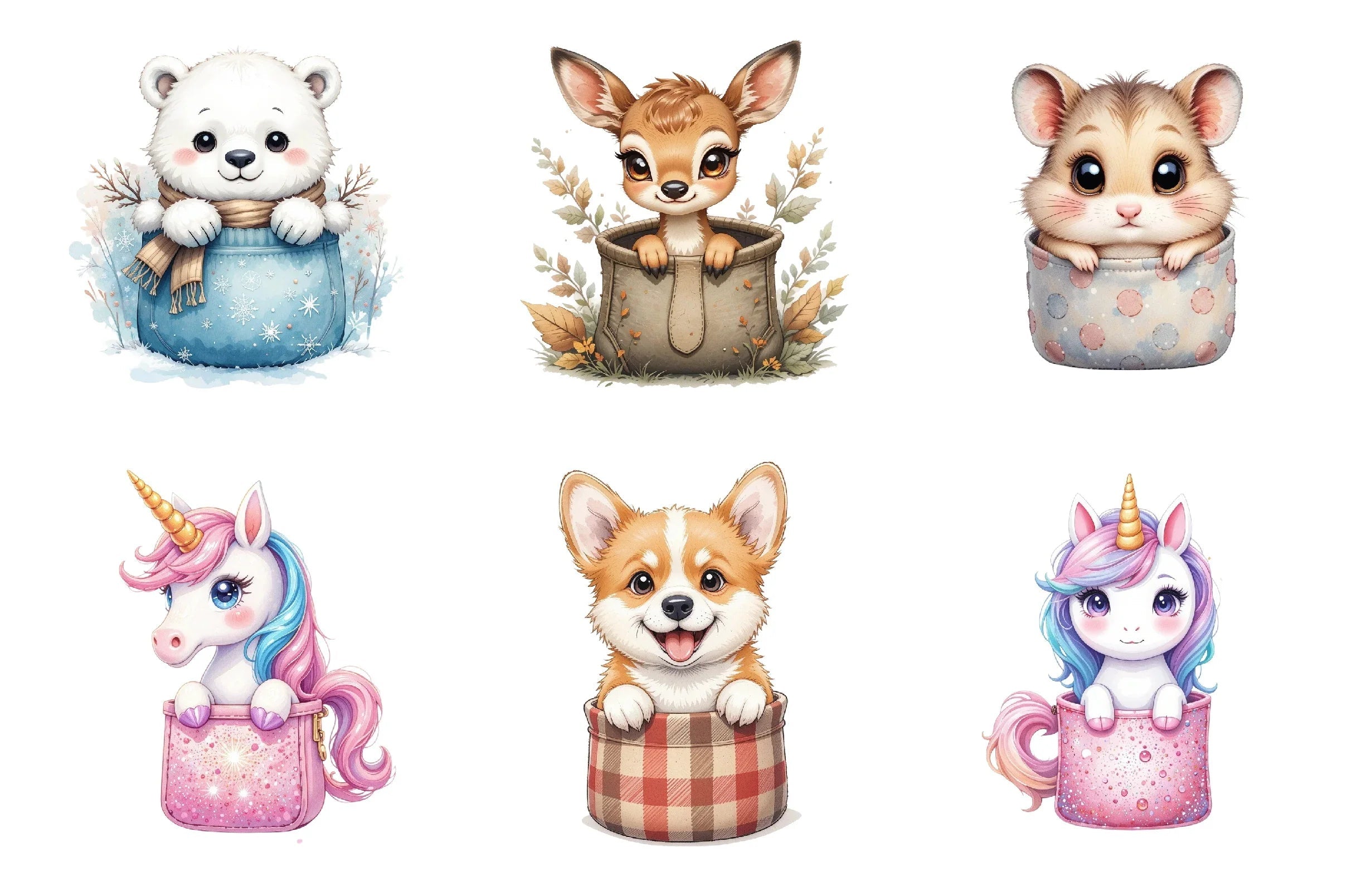 Peeking Cute Animals Pocket Clipart Bundle - CraftNest - Digital Crafting and Art