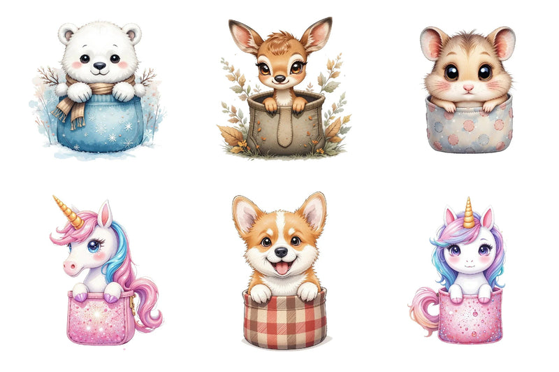 Peeking Cute Animals Pocket Clipart Bundle - CraftNest - Digital Crafting and Art