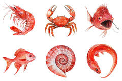Red Ocean Animals Clipart Bundle - CraftNest - Digital Crafting and Art
