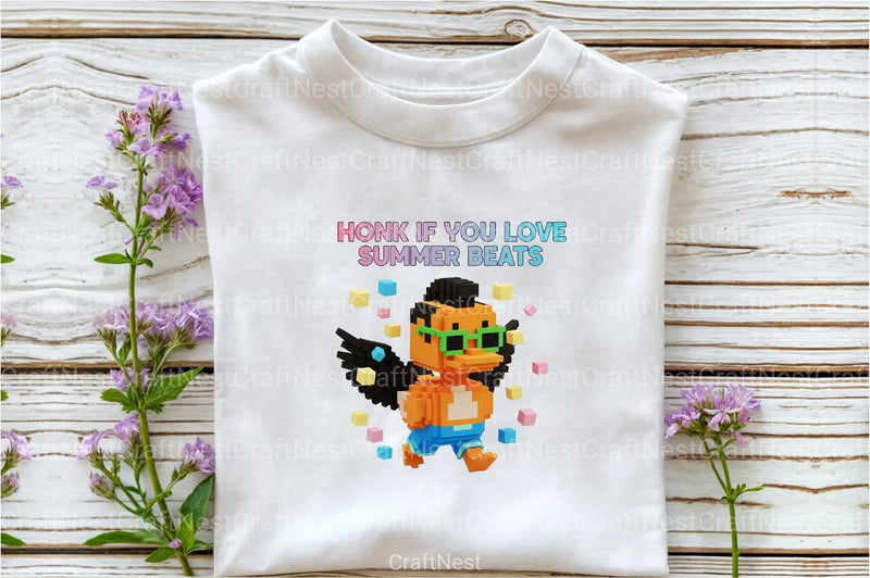 Blocky Style Funny Summer Goose Clipart Bundle 3 - CraftNest - Digital Crafting and Art