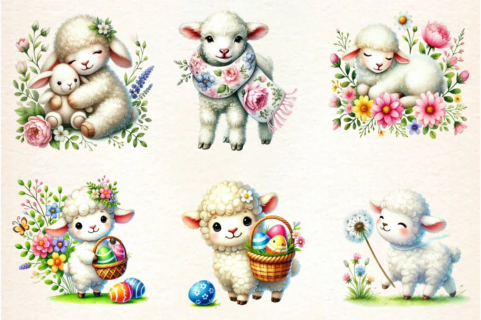 Spring Cute Lamb Clipart Bundle - CraftNest - Digital Crafting and Art
