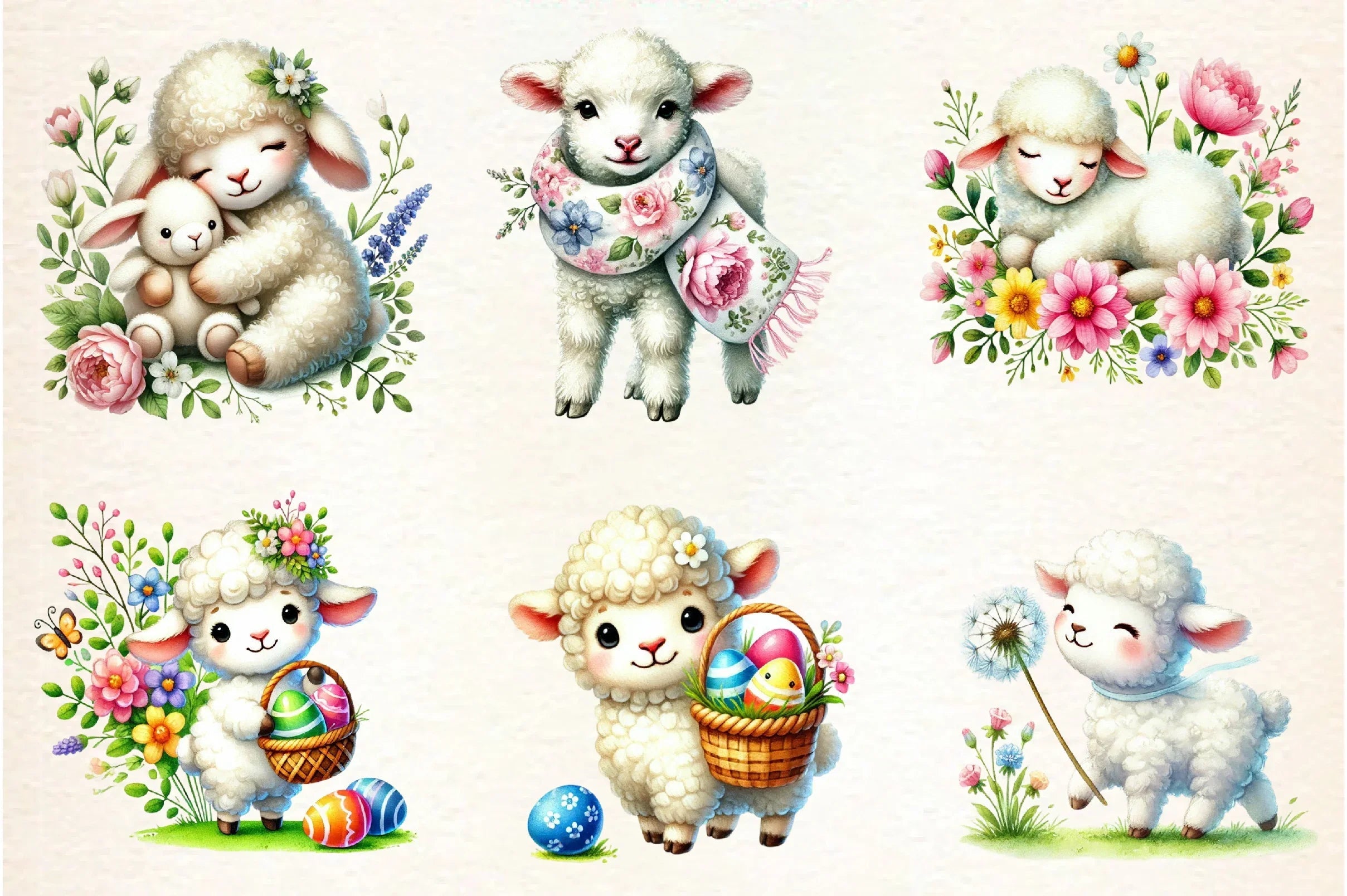 Spring Cute Lamb Clipart Bundle - CraftNest - Digital Crafting and Art