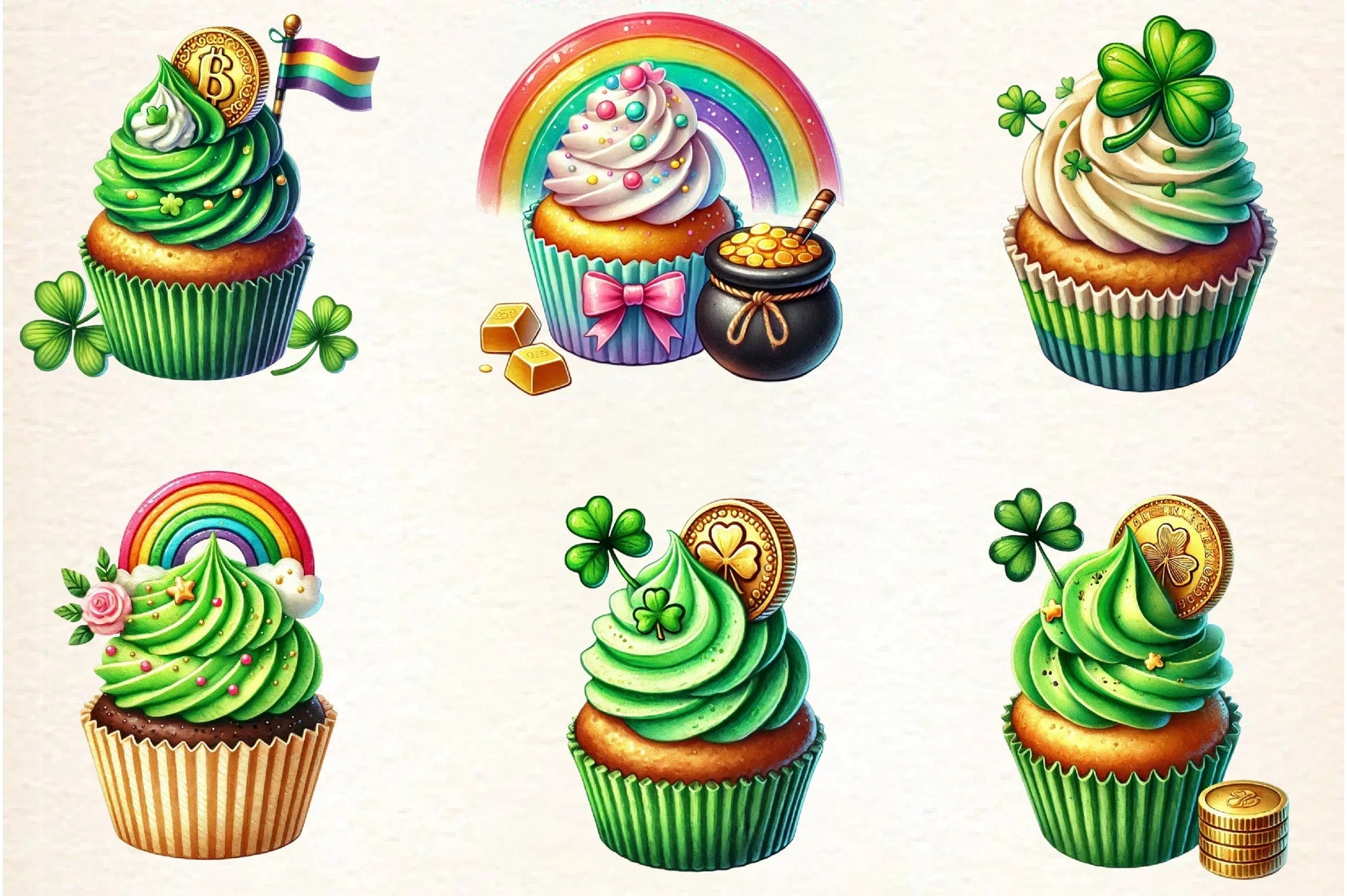 St. Patrick's Day Cupcake Clipart Bundle - CraftNest - Digital Crafting and Art