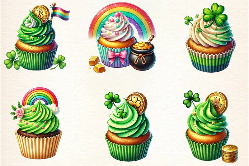 St. Patrick's Day Cupcake Clipart Bundle - CraftNest - Digital Crafting and Art