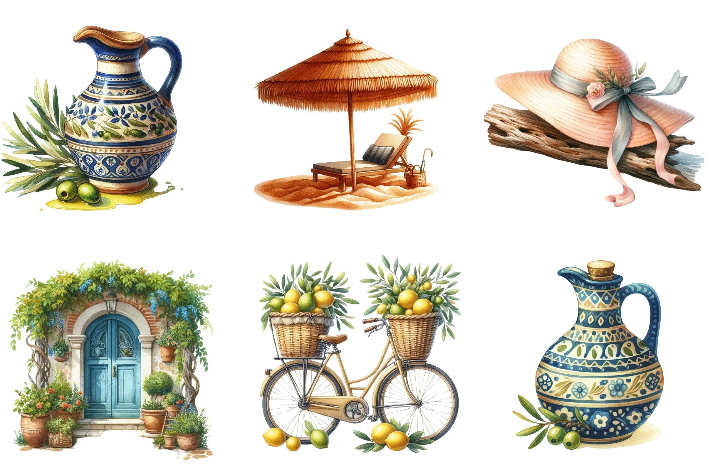Mediterranean Beach Clipart Bundle - CraftNest - Digital Crafting and Art