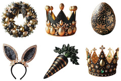 Glitter Luxury Black Easter Clipart Bundle - CraftNest - Digital Crafting and Art