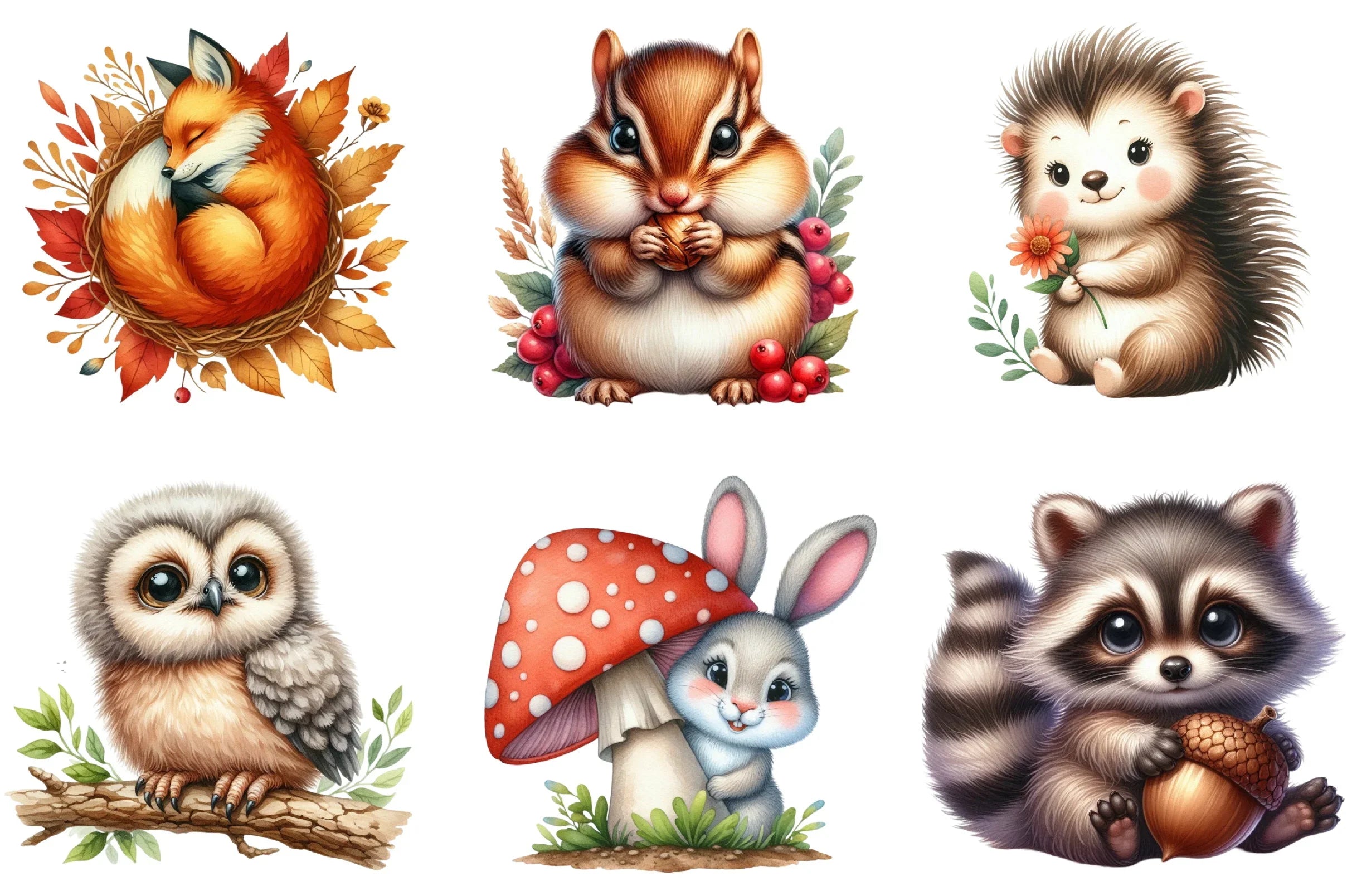 Woodland Animals Design Clipart Bundle - CraftNest - Digital Crafting and Art
