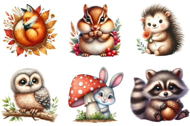 Woodland Animals Design Clipart Bundle - CraftNest - Digital Crafting and Art