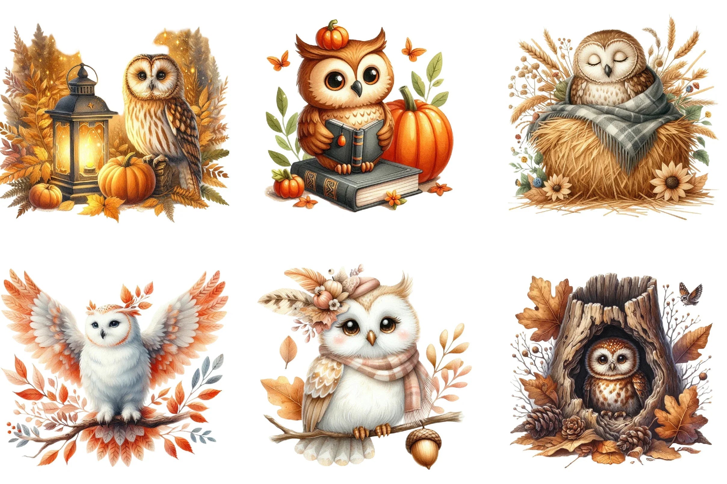 Autumn Owl Clipart Bundle - CraftNest - Digital Crafting and Art