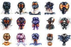 Halloween Messy Bun Clipart Bundle - CraftNest - Digital Crafting and Art