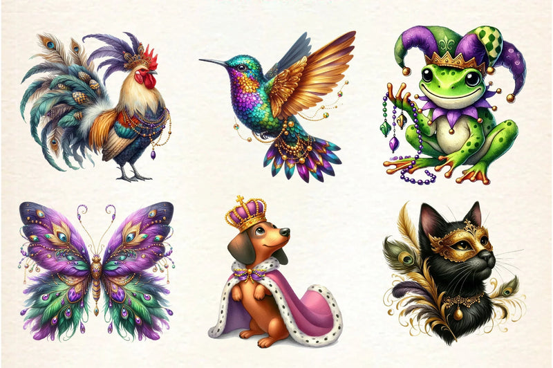 Mardi Gras Animal Clipart Bundle - CraftNest - Digital Crafting and Art