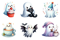 Halloween Cute Ghost Clipart Collection Bundle - CraftNest - Digital Crafting and Art