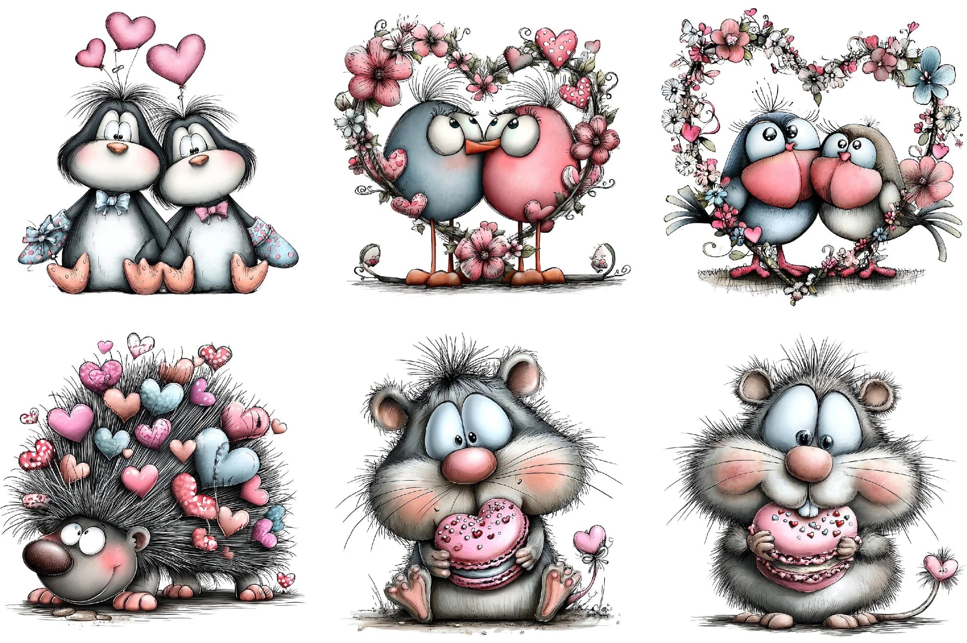 Whimsical Valentine Animals Clipart Bundle - CraftNest - Digital Crafting and Art