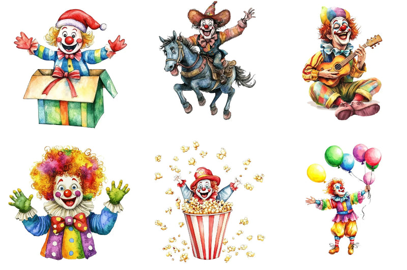 Funny Clowns Clipart Bundle - CraftNest - Digital Crafting and Art