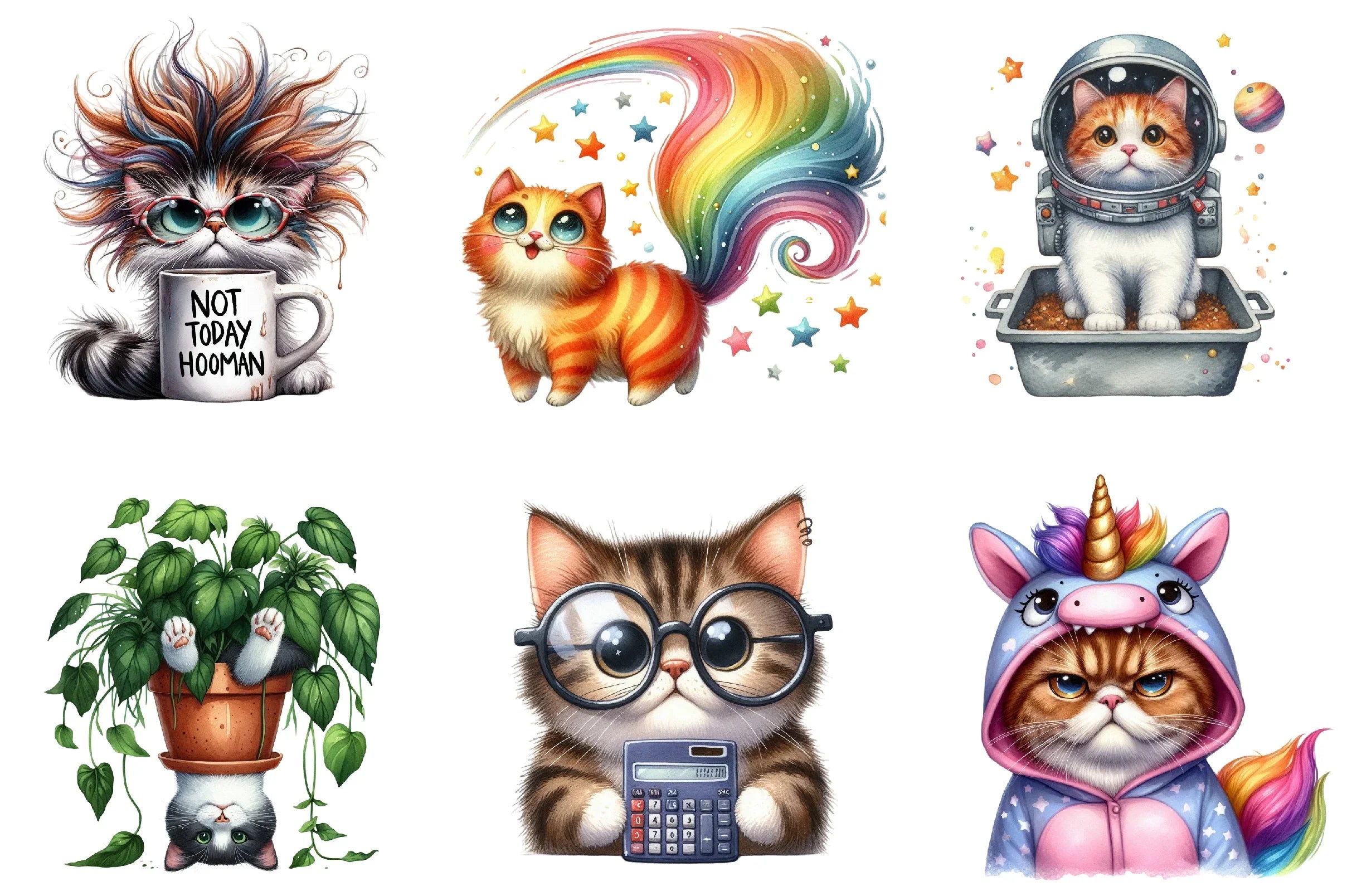 Quirky Crazy Cats Clipart Bundle - CraftNest - Digital Crafting and Art