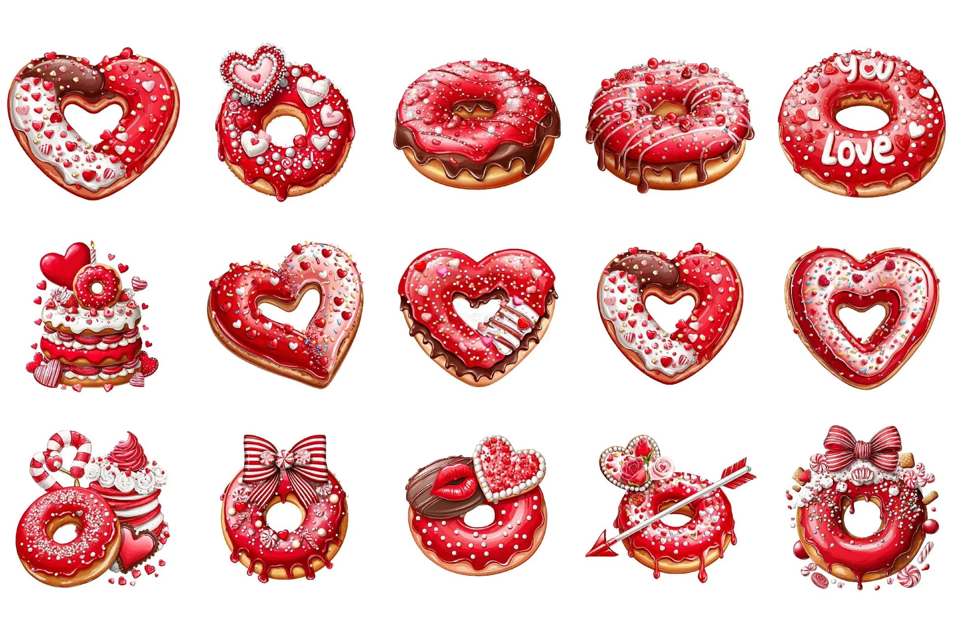 Valentine Donut Clipart Bundle - CraftNest - Digital Crafting and Art