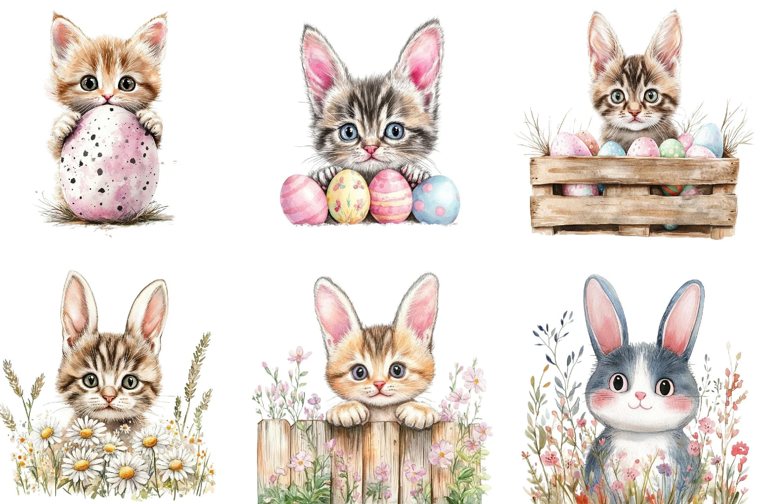 Easter Bunny Cat Peeking Sublimation Clipart Bundle - CraftNest - Digital Crafting and Art