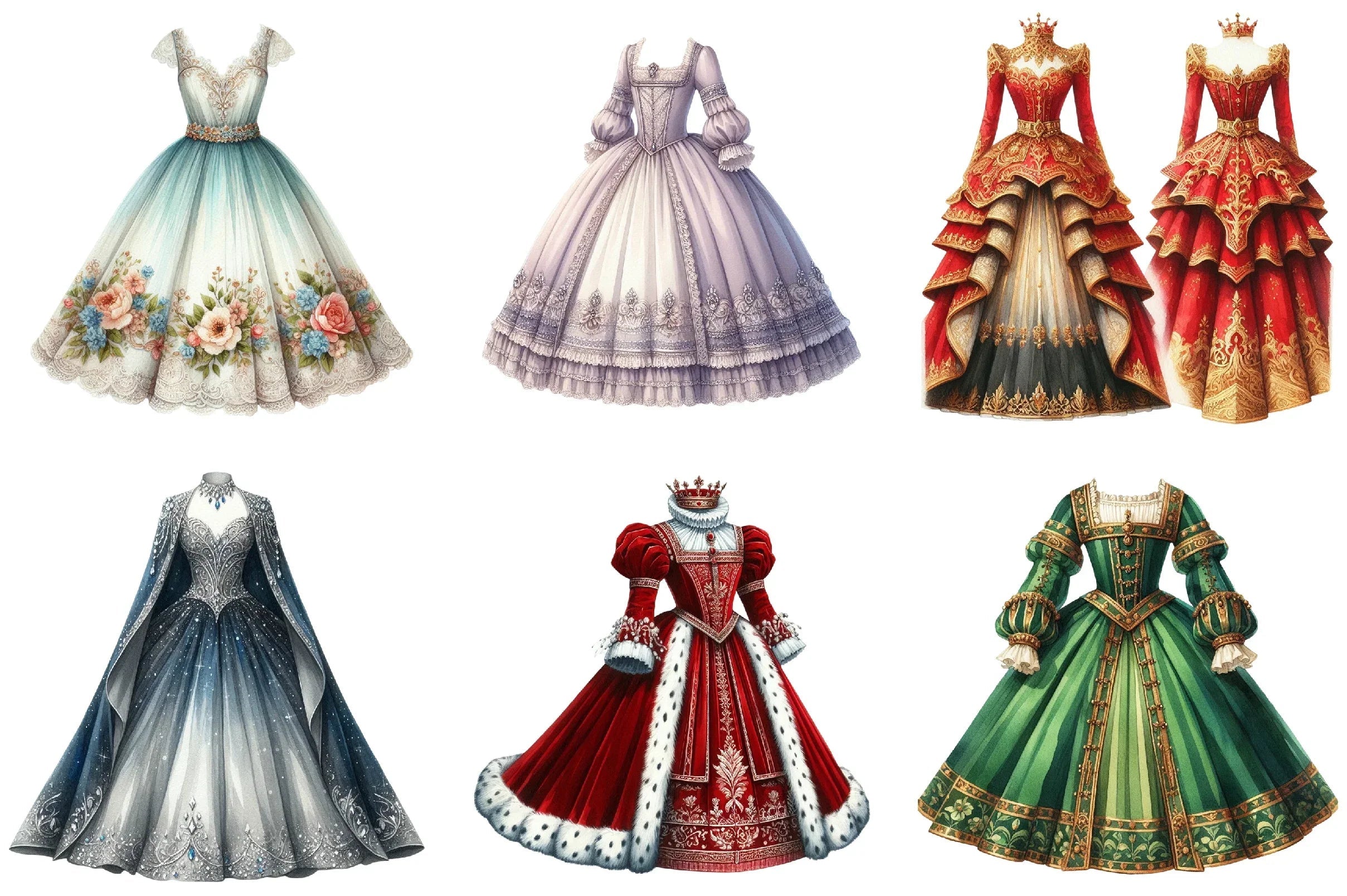 Vintage Royal Dress Clipart Bundle - CraftNest - Digital Crafting and Art