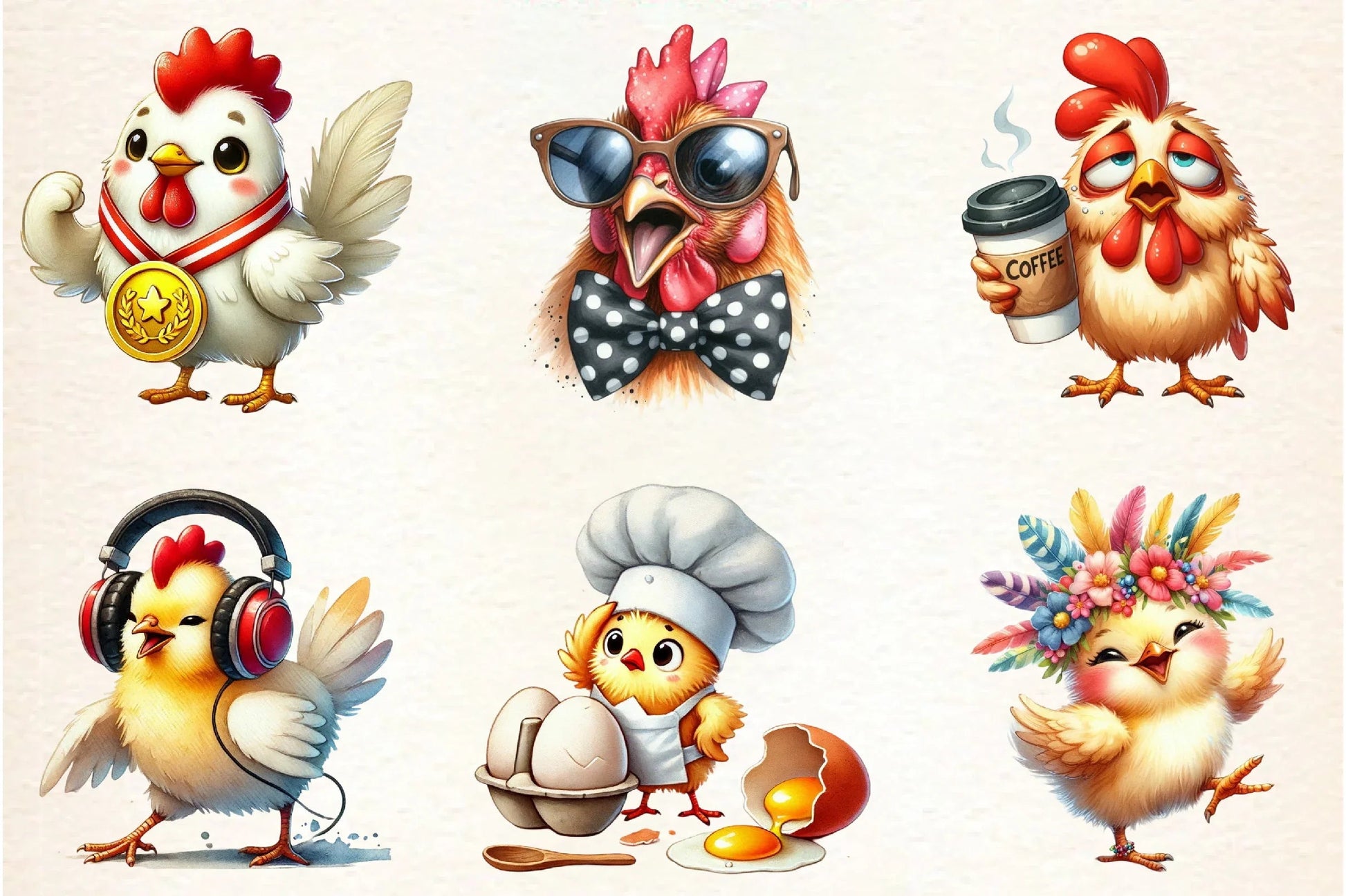 Funny Chicken Crazy Clipart Bundle - CraftNest - Digital Crafting and Art