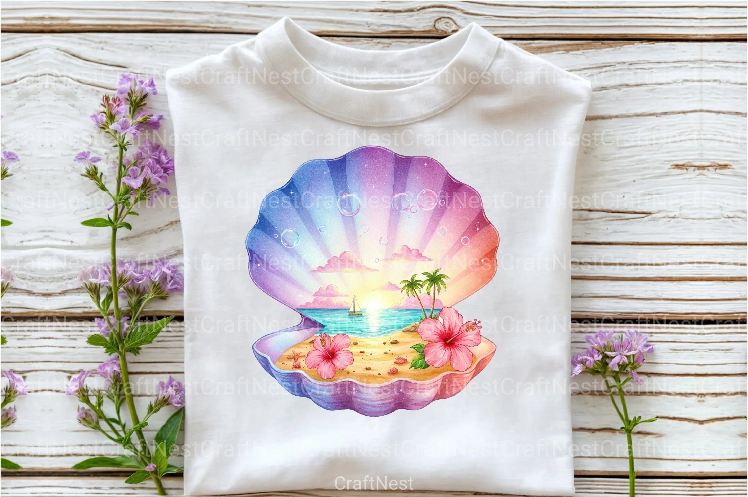 Beach Paradise Seashell Clipart Bundle - CraftNest - Digital Crafting and Art