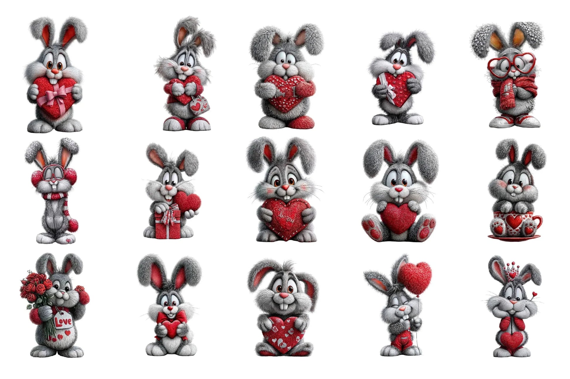 Valentine Rabbit Clipart Bundle - CraftNest - Digital Crafting and Art