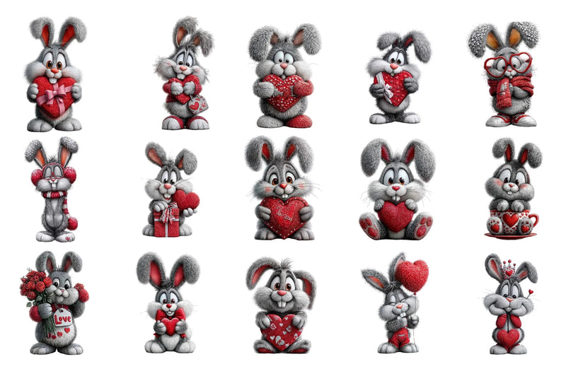 Valentine Rabbit Clipart Bundle - CraftNest - Digital Crafting and Art