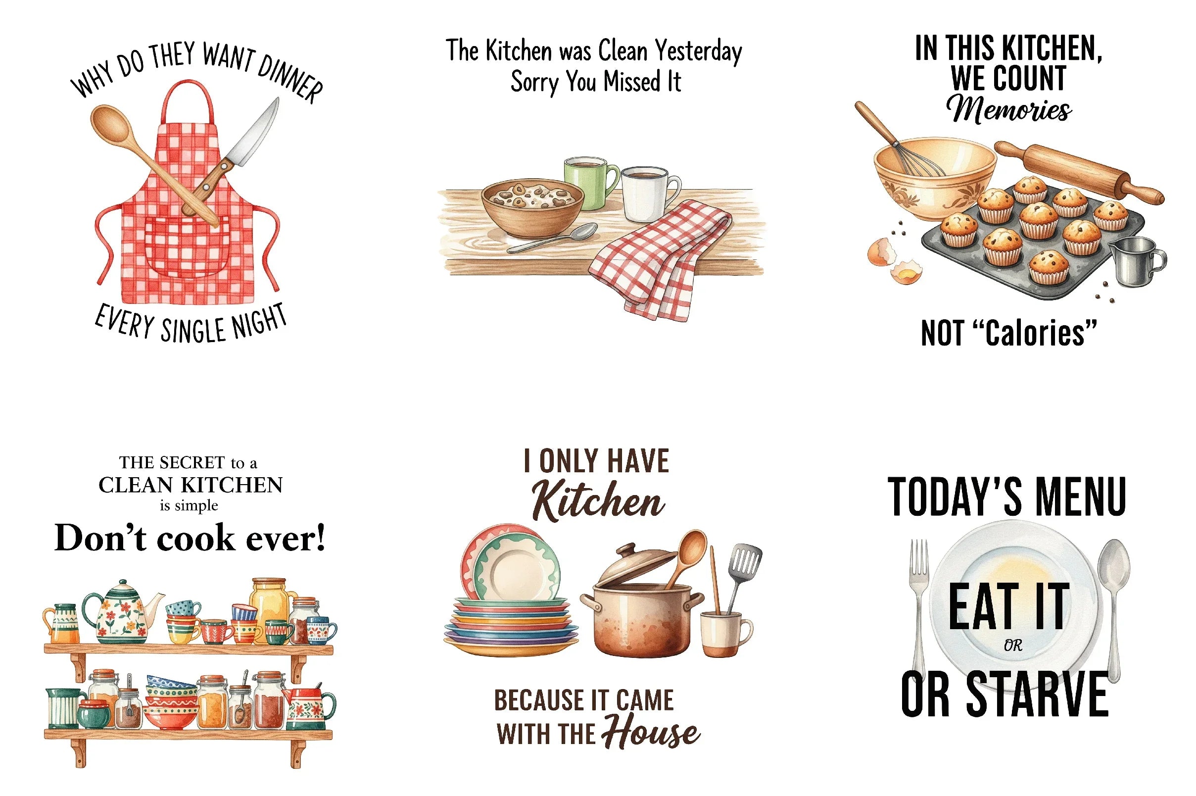 Funny Kitchen Towel Clipart Bundle - CraftNest - Digital Crafting and Art
