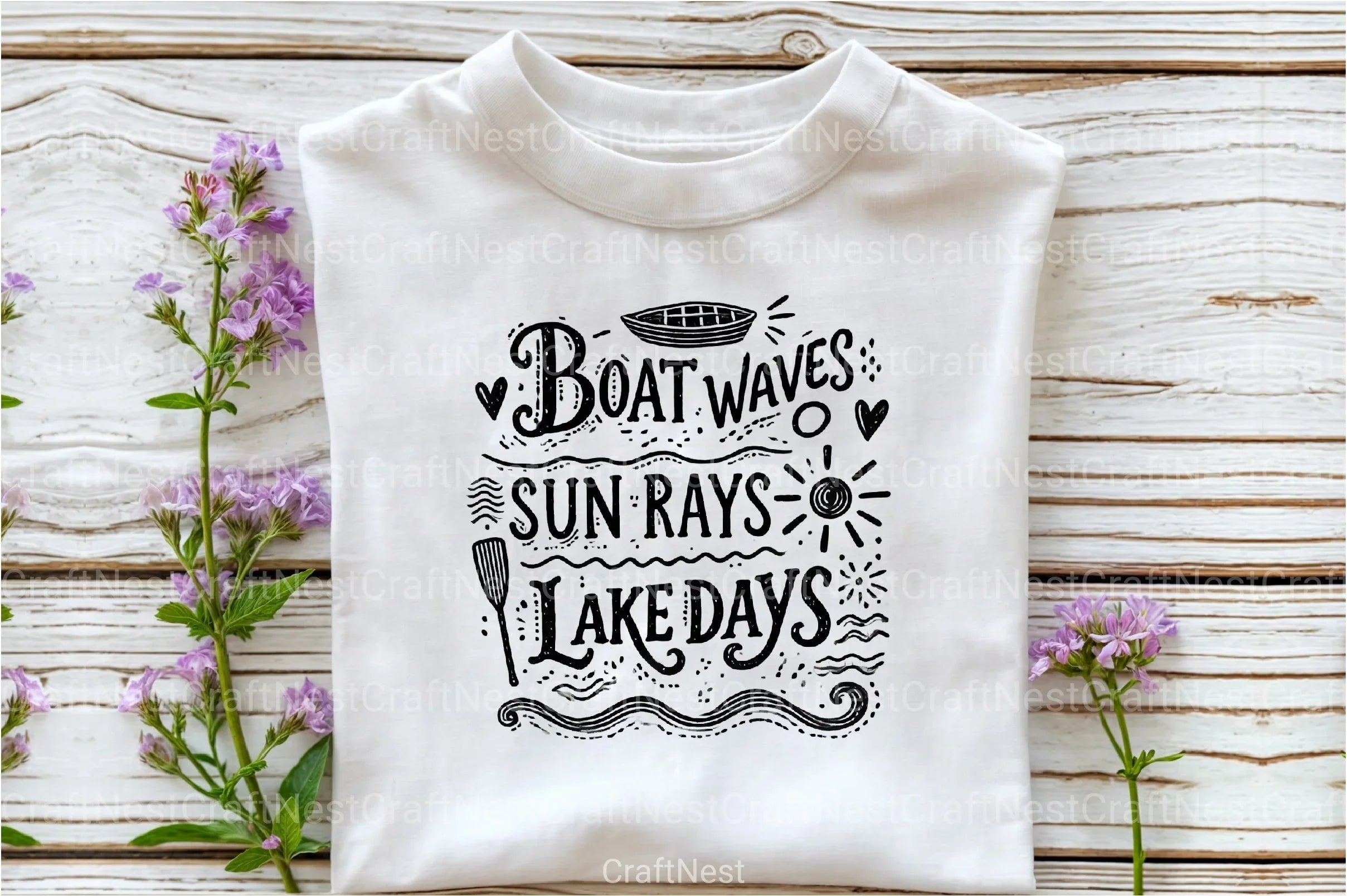 Summer Lake Days Boat Waves Sun Rays Clipart Bundle - CraftNest - Digital Crafting and Art