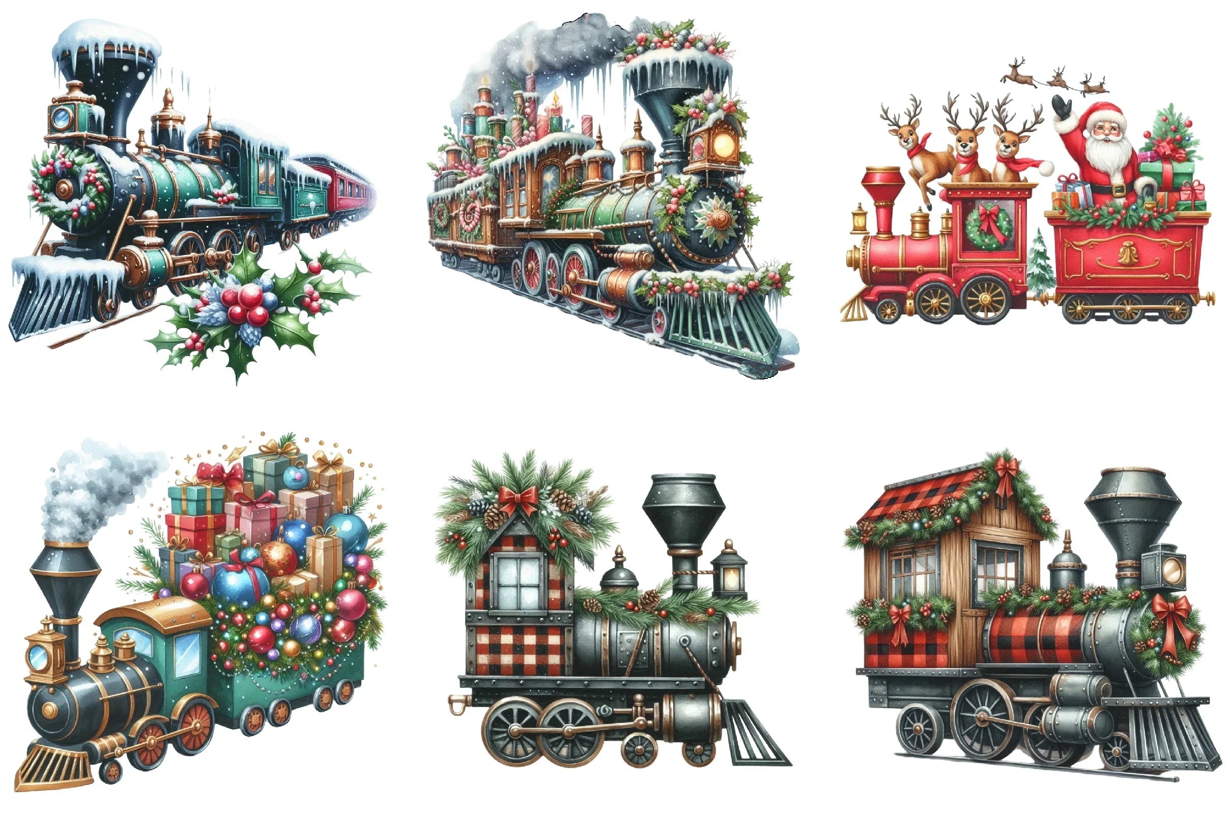Christmas Trains Clipart Bundle - CraftNest - Digital Crafting and Art