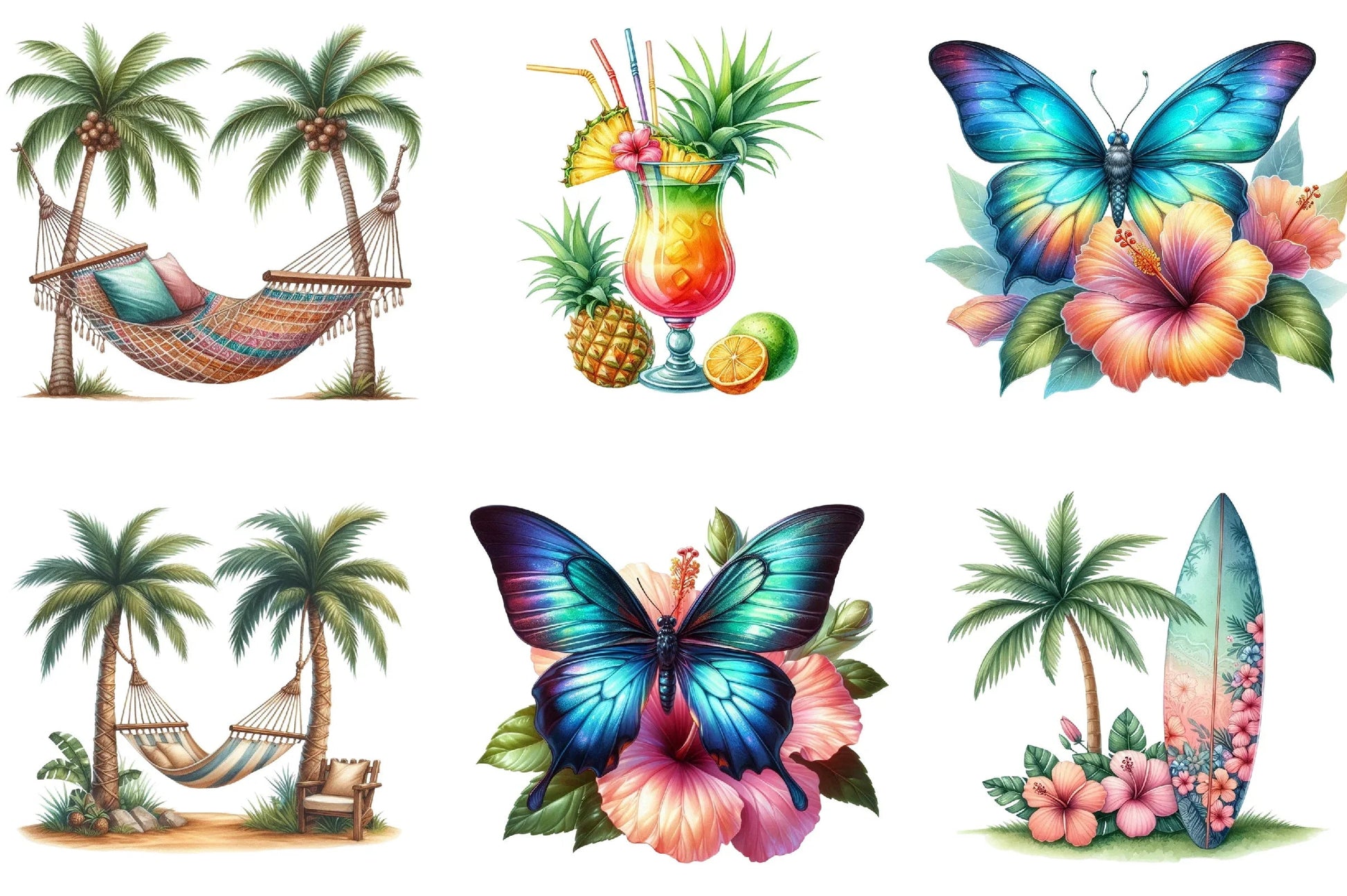 Tropical Summer Clipart Bundle - CraftNest - Digital Crafting and Art