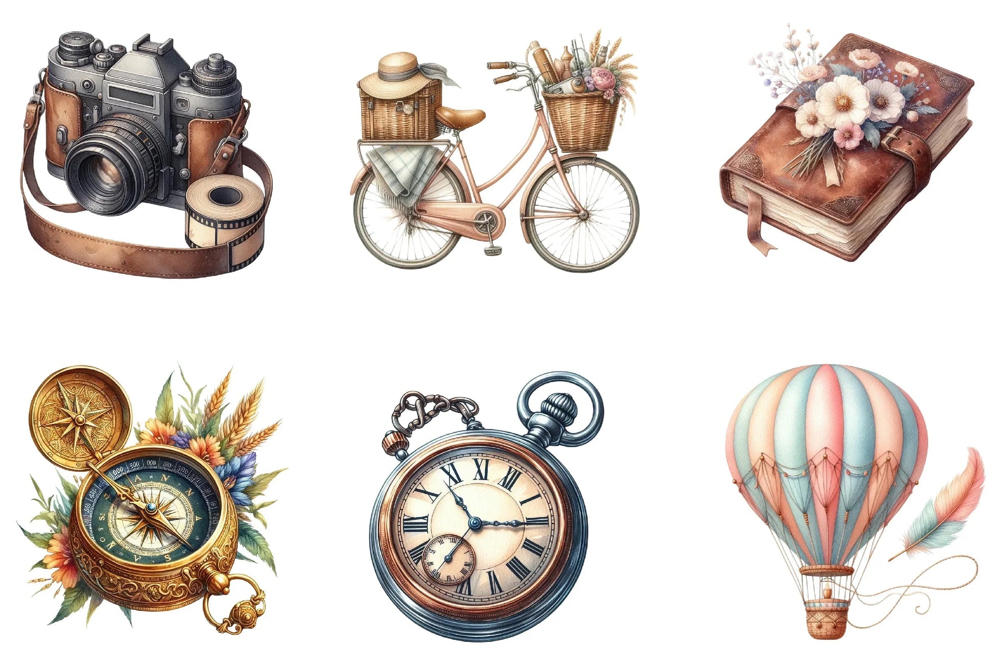 Vintage Travel Clipart Bundle - CraftNest - Digital Crafting and Art