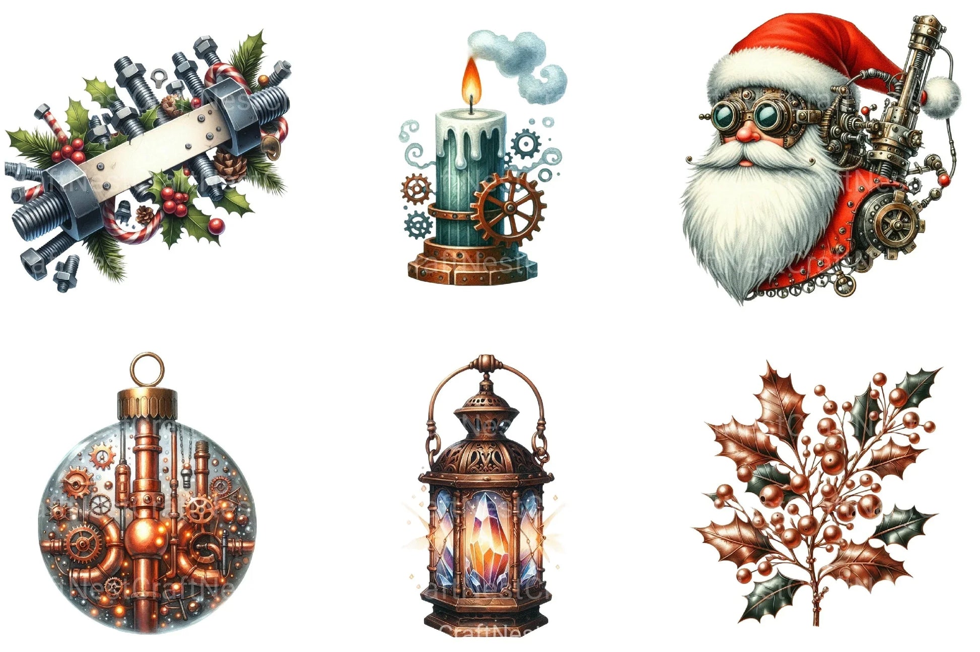 Christmas Steampunk Clipart Bundle - CraftNest - Digital Crafting and Art